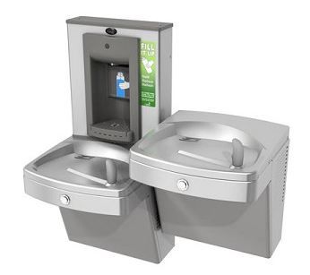 Drinking fountain with office water dispenser on it