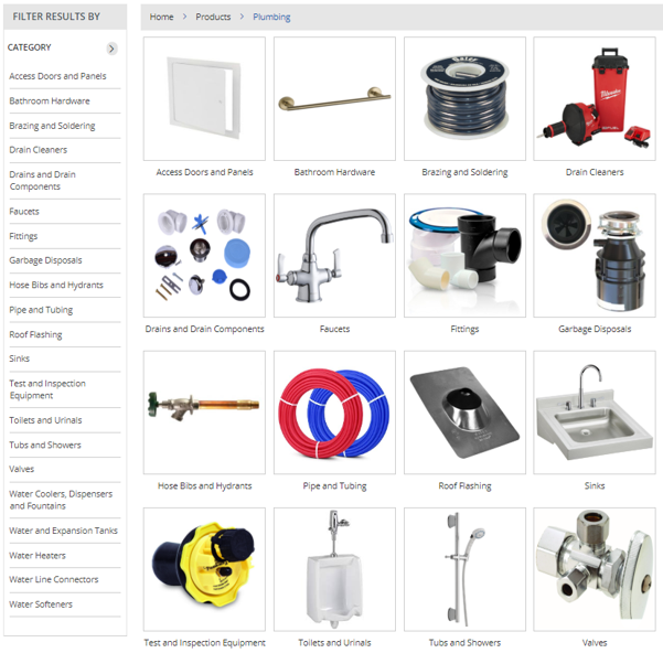Screenshot of Plumbing Supply Products