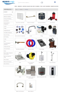 Wholesale plumbing fixtures products page screenshot